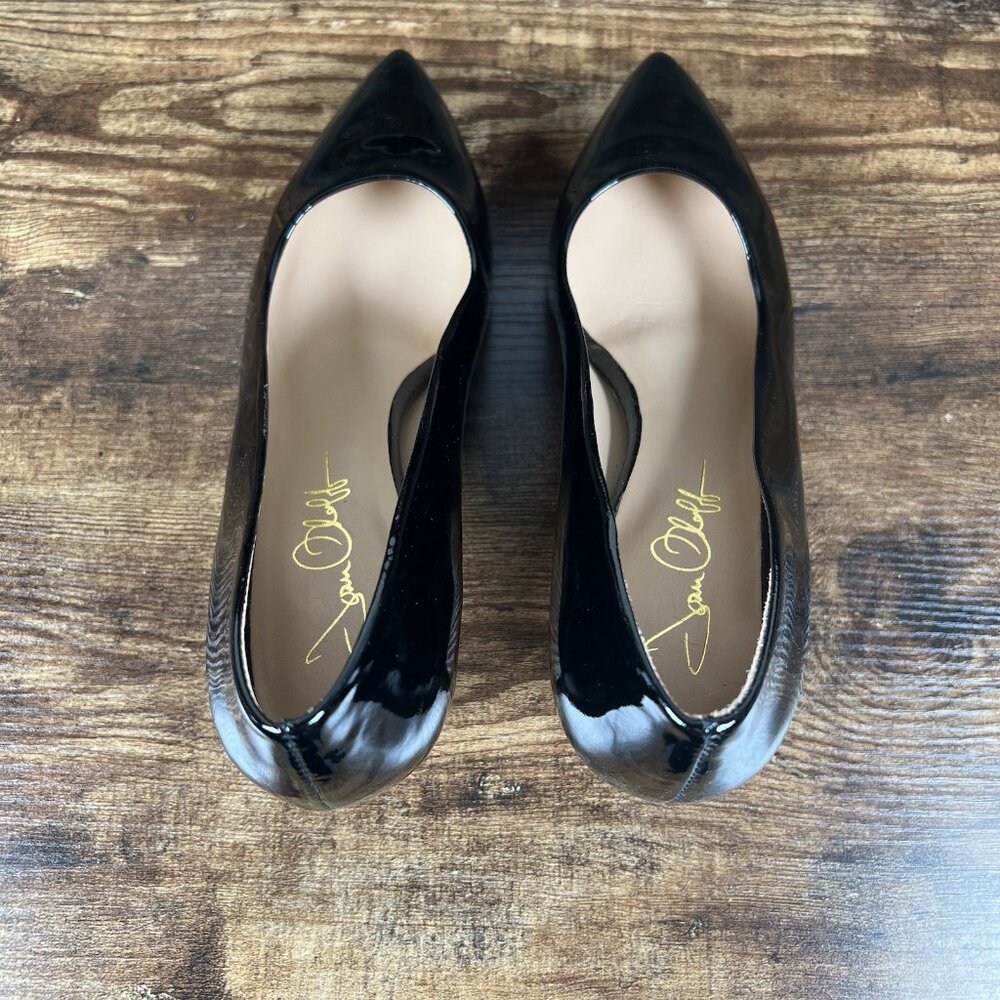 Joan Oloff Vero Cuoio Patent Leather Pumps 2.5" Heel Black Shiny - Picture 4 of 10